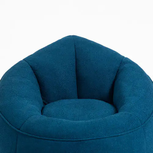 Comfy High-Pressure Foam Bean Bag Chair With Footrest - Blue