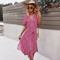 Chic Midi Dress with Button Detail - Anne Collection