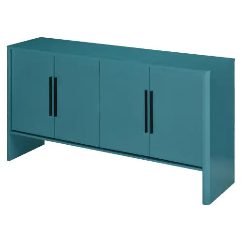 Antique Blue 4-Door Vintage Sideboard with Adjustable Shelves