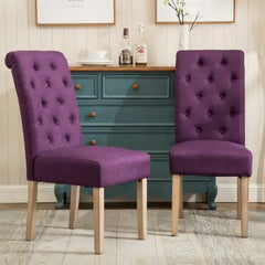 Elegant Purple Tufted Parsons Dining Chairs - Set of 2