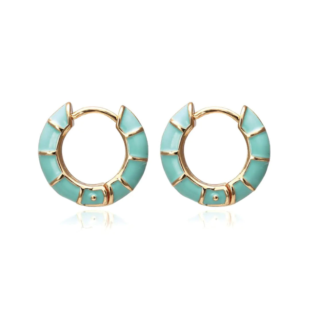 Madison Enamel Striped Huggie Earrings - 18K Gold Vermeil