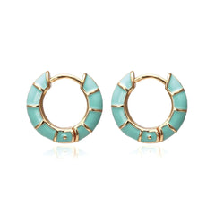Madison Enamel Striped Huggie Earrings - 18K Gold Vermeil
