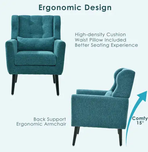 Teal Modern Upholstered Armchair – Chenille Comfort Chair