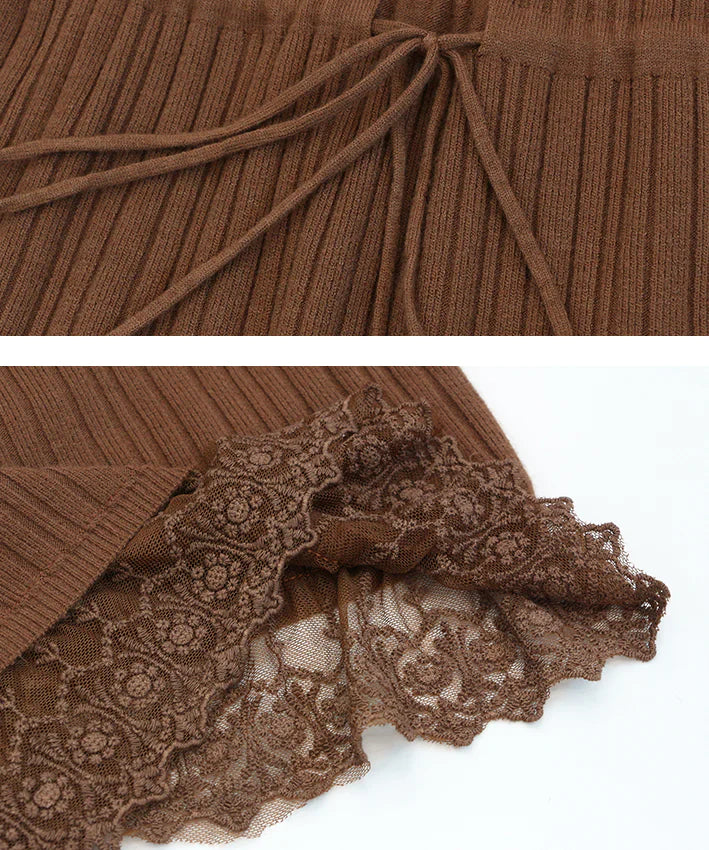 Elegant Knit Sweater Dress with Ruffle Details