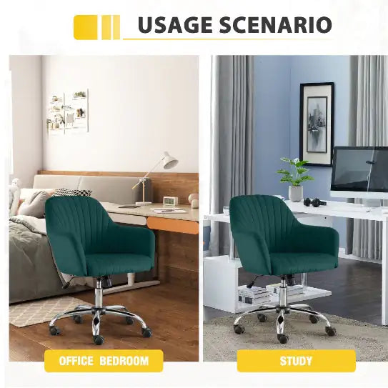 Velvet Adjustable Office Desk Chair - Green