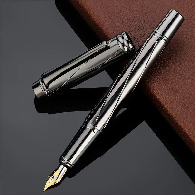 Elegant Silver-Plated Fountain Pen | 0.5mm Fine Nib
