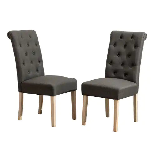 Charcoal Tufted Solid Wood Parsons Dining Chair, Set of 2