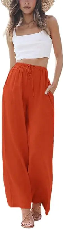 Women's Cotton-Linen Wide-Leg Pants