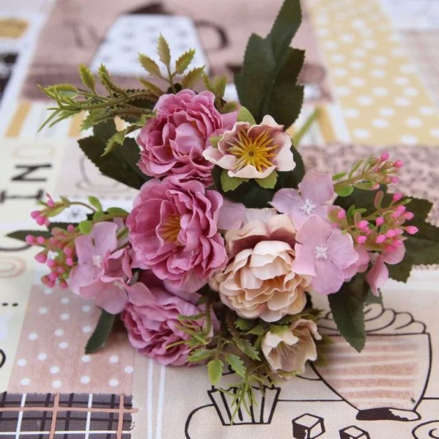 Vintage Silk Artificial Flowers Arrangement Kit
