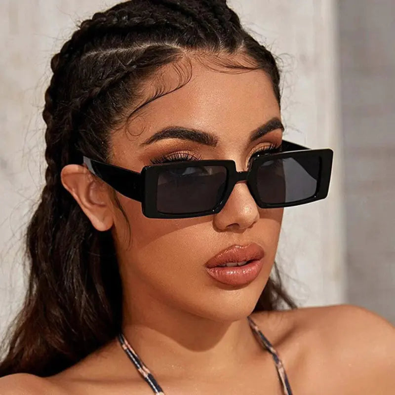 Retro Chic Rectangle Sunglasses UV400 Protection