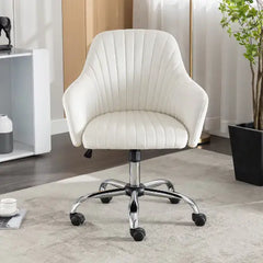 Velvet Home Office Desk Chair - Light Beige