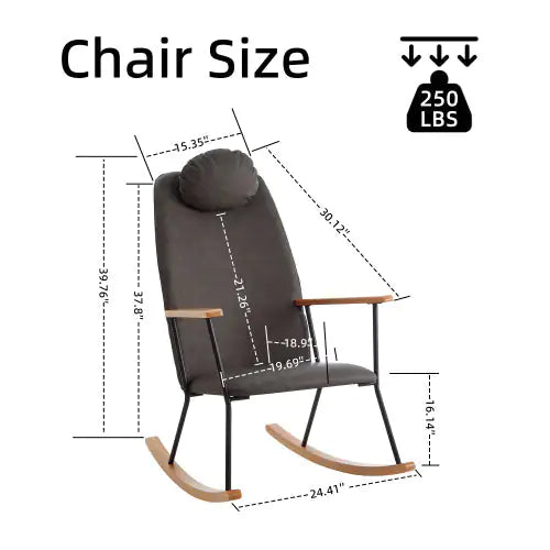 Comfort Black Rocking Chair for Nursery & Living Room