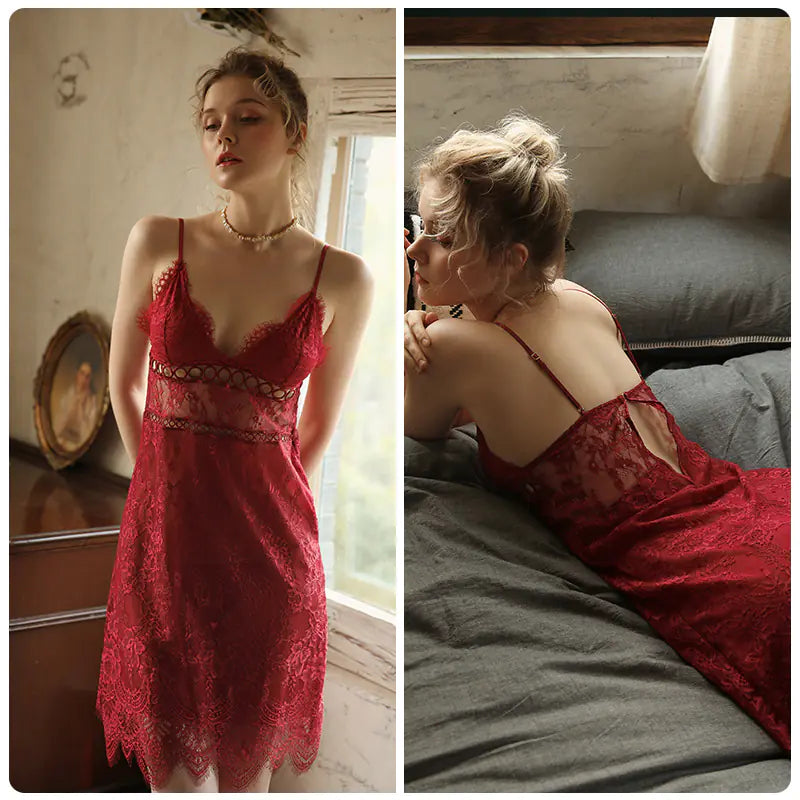 Elegant V-Neck Cami Nightdress - Sleek Women's Loungewear