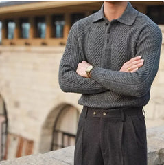 Men's Classic Knit Lapel Pullover Sweater - Stylish & Comfort