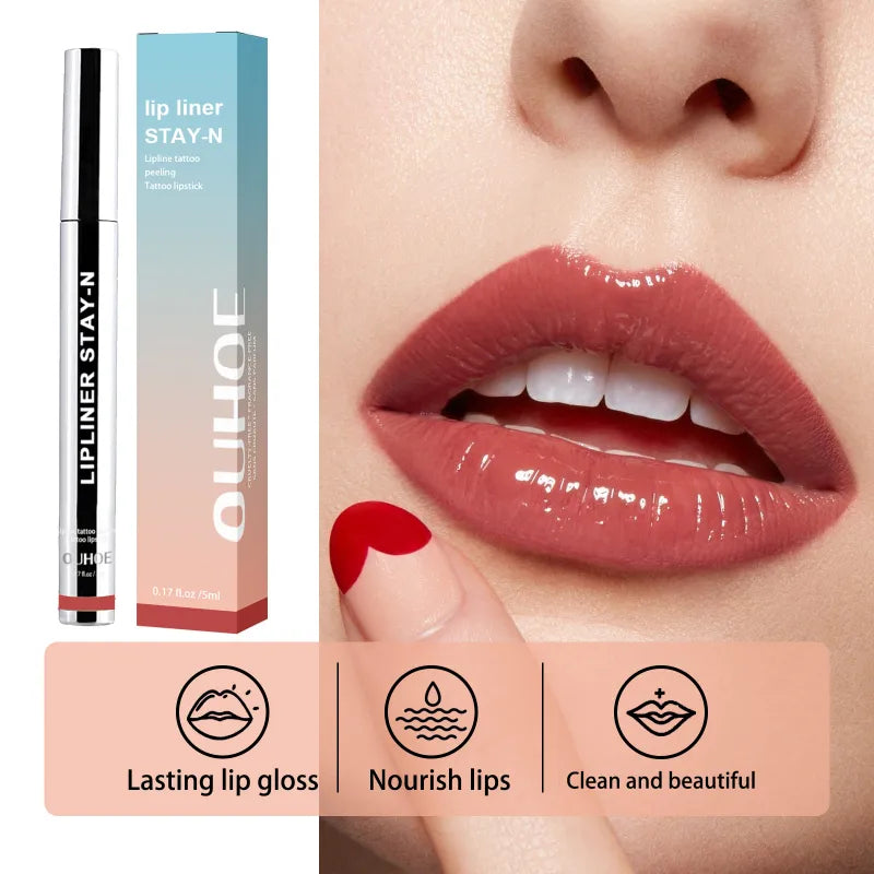 Long-Lasting Dark Brown Lip Liner & Plumping Gloss Duo