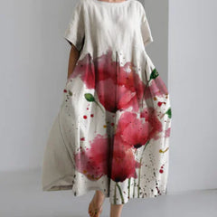 Elegant Cotton-Feel Casual Dress for Women
