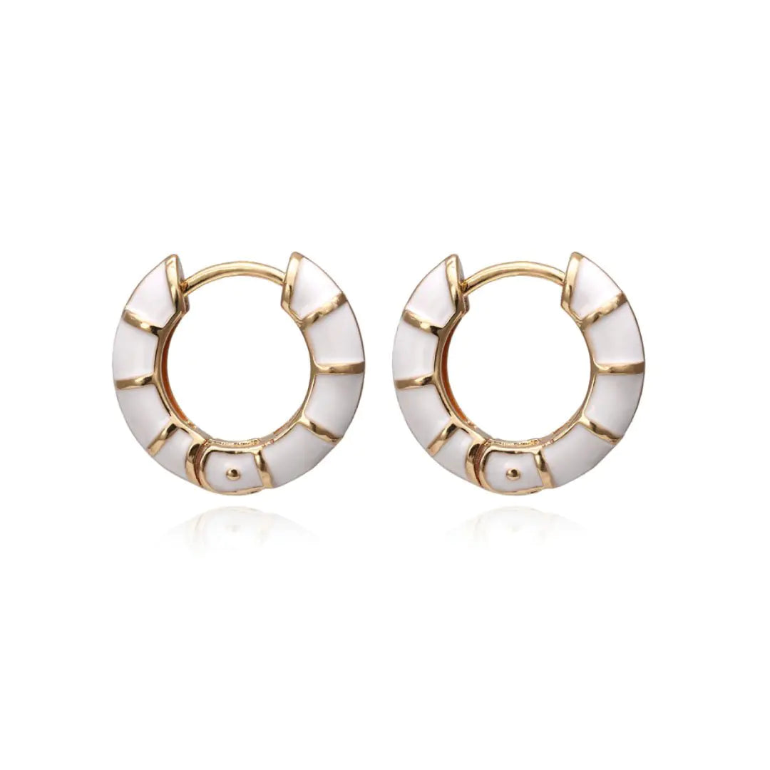 Madison Enamel Striped Huggie Earrings - 18K Gold Vermeil