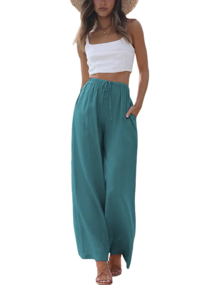 Women's Cotton-Linen Wide-Leg Pants