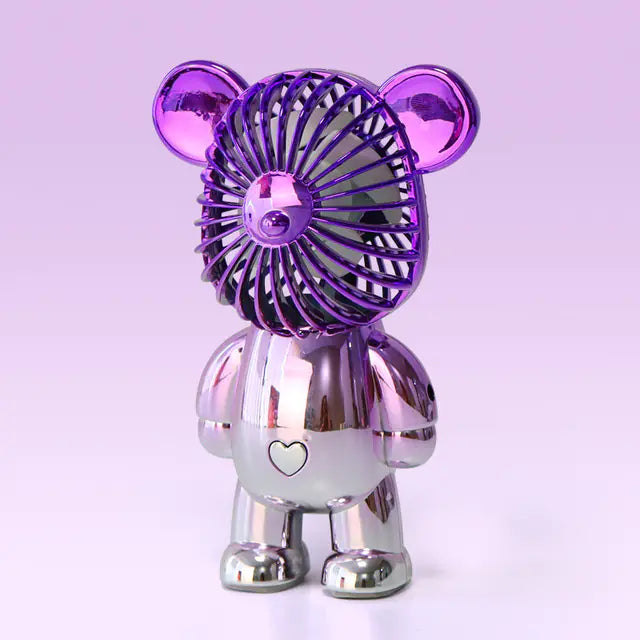 USB Mini Cartoon Bear Handheld Fan - Lightweight & Portable