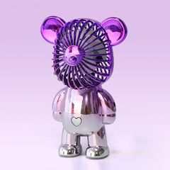 USB Mini Cartoon Bear Handheld Fan - Lightweight & Portable
