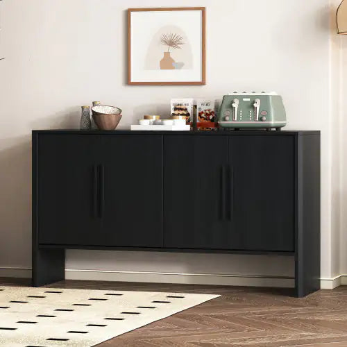 Vintage Black 4-Door Sideboard with Adjustable Shelves