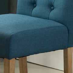 Blue Tufted Parsons Dining Chairs, Solid Wood, Set of 2
