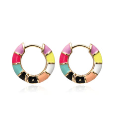 Madison Enamel Striped Huggie Earrings - 18K Gold Vermeil
