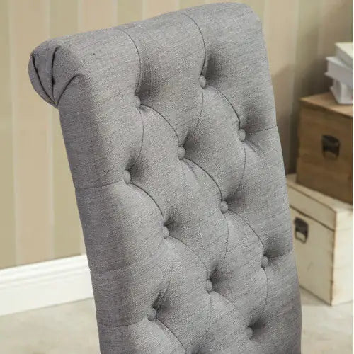 Elegant Grey Tufted Parsons Dining Chairs (Set of 2)