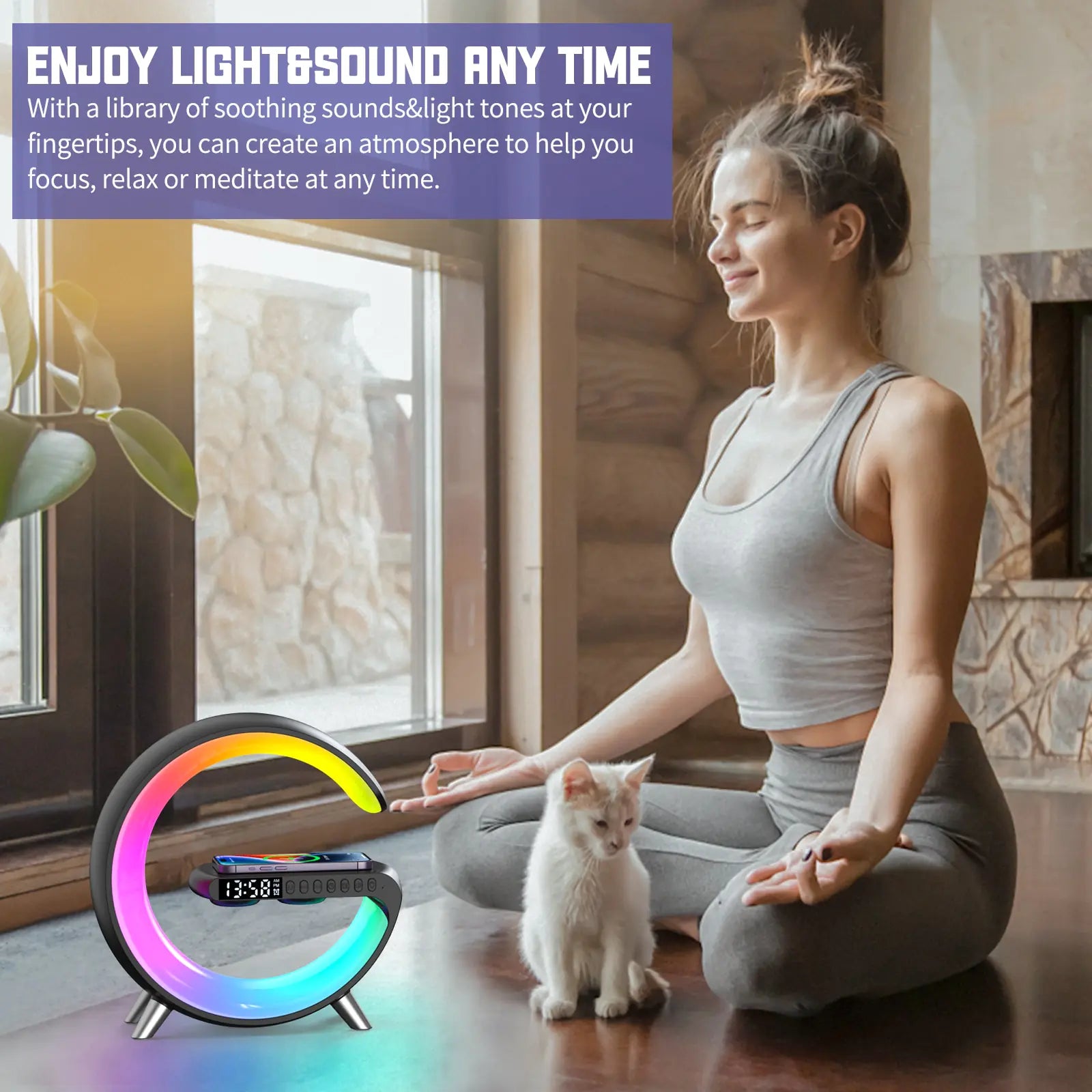 Multifunctional Wireless Charger & Alarm Clock with Bluetooth Speaker