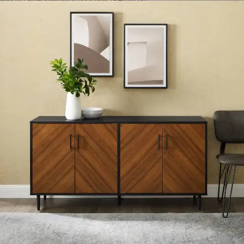 Mid-Century Modern Acorn Buffet with Faux-Bookmatch Doors