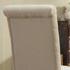 Tan Solid Wood Tufted Parsons Dining Chairs, Set of 2