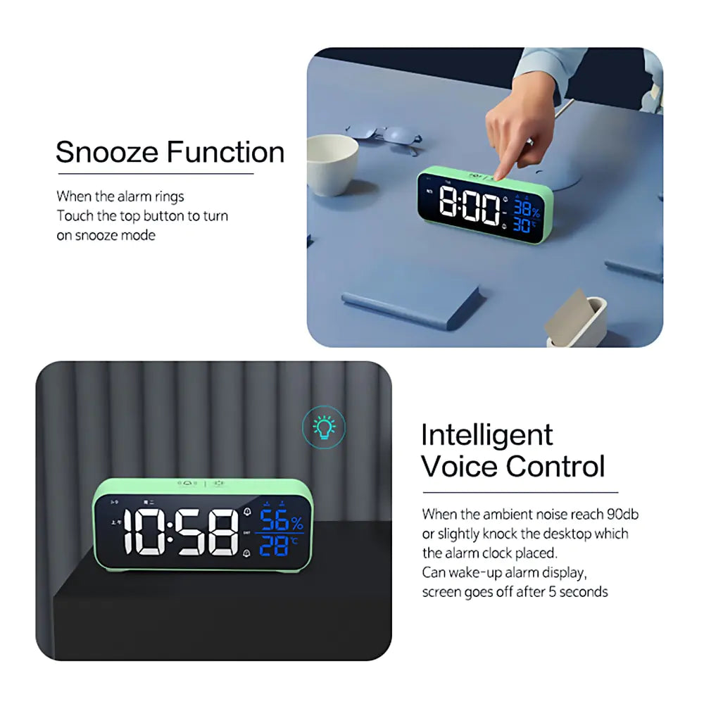 Smart Voice Command Alarm Clock - Effortless Control