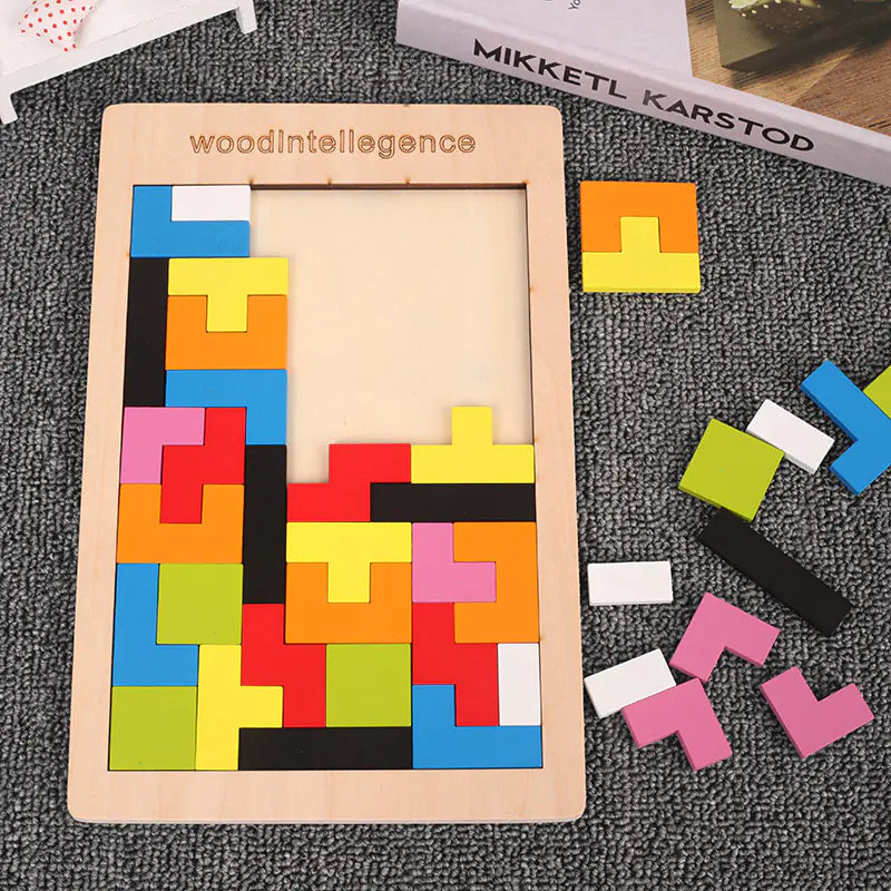 Wooden Tetris Puzzle Game for Kids Ages 3-9