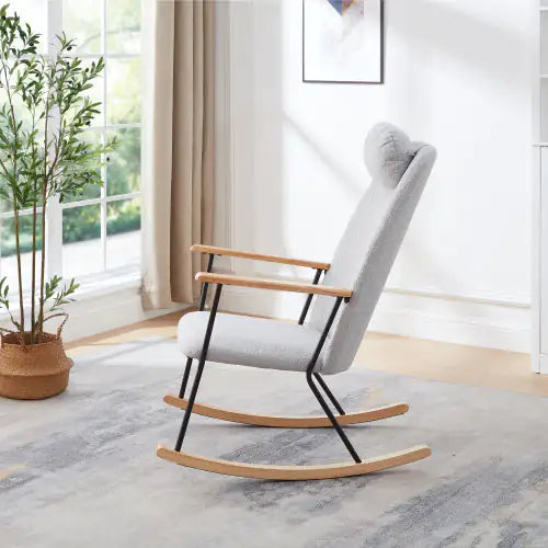 Light Grey Upholstered Rocking Chair - High Comfort Design