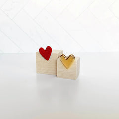 Chic Heart-Shaped Dual-Tone Earrings - Gold & Red
