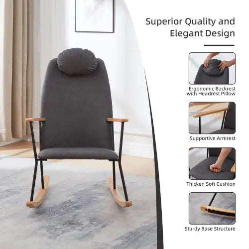 Comfort Black Rocking Chair for Nursery & Living Room