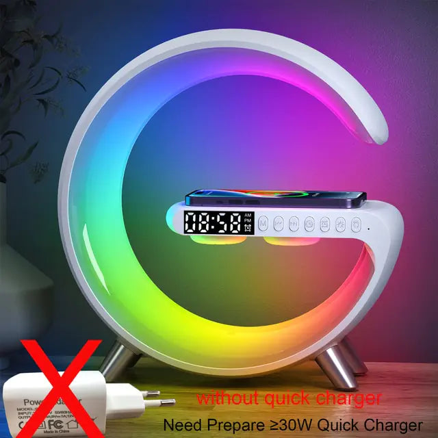 Multifunctional Wireless Charger & Alarm Clock with Bluetooth Speaker