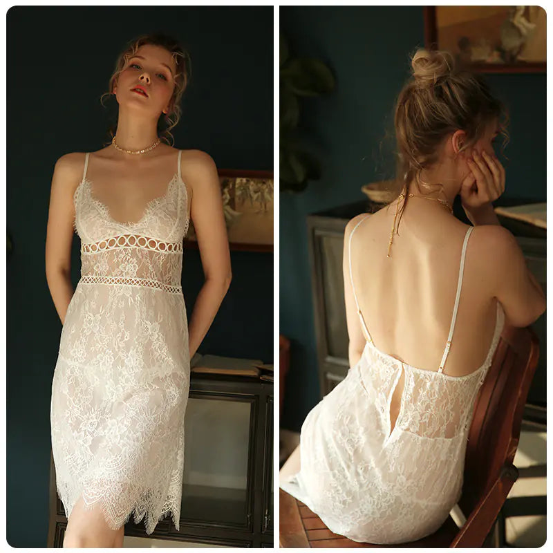 Elegant V-Neck Cami Nightdress - Sleek Women's Loungewear