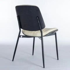 Mid-Century Modern Dining Chairs Set of 2 - Faux Leather w/ Walnut Back