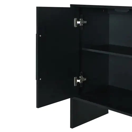 Vintage Black 4-Door Sideboard with Adjustable Shelves