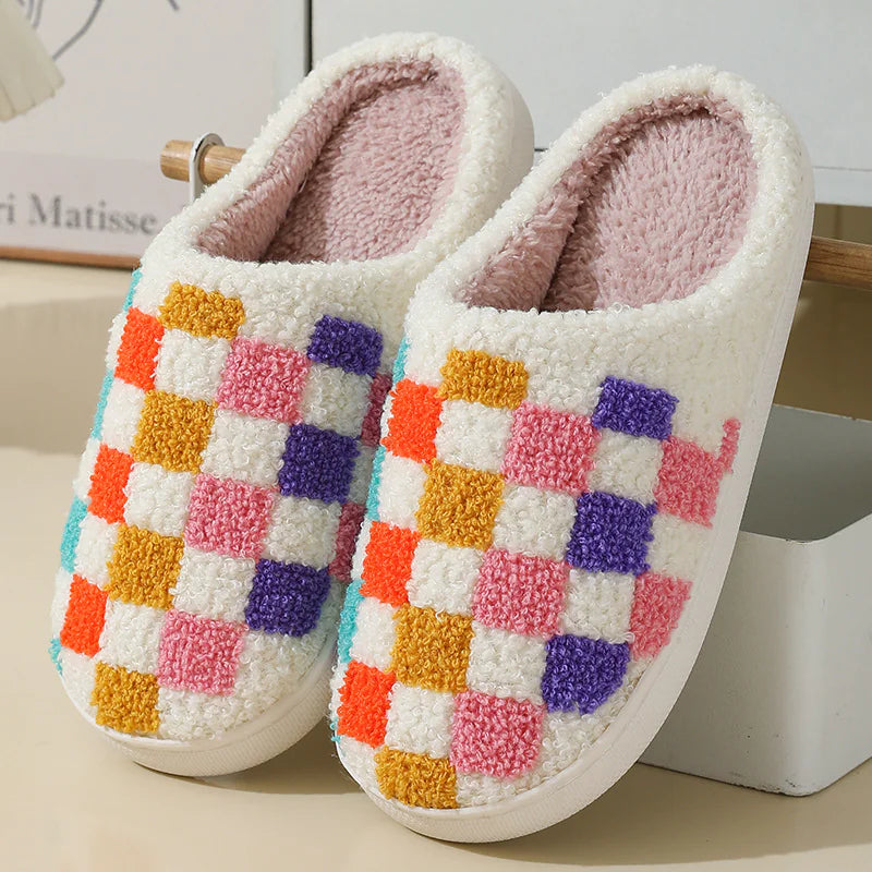 Colorful Checkerboard Cozy Home Slippers