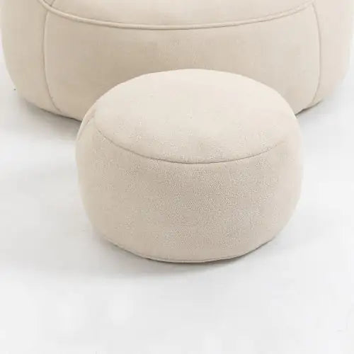 Comfy High-Pressure Foam Bean Bag Chair With Footrest - Beige
