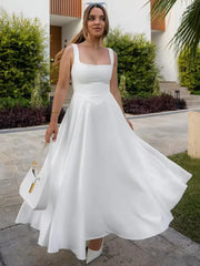 Elegant Square Neck A-Line Maxi Dress - Perfect for Evenings