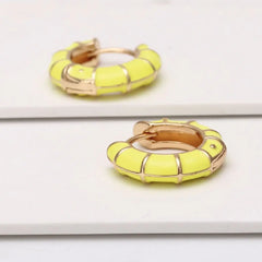 Madison Enamel Striped Huggie Earrings - 18K Gold Vermeil