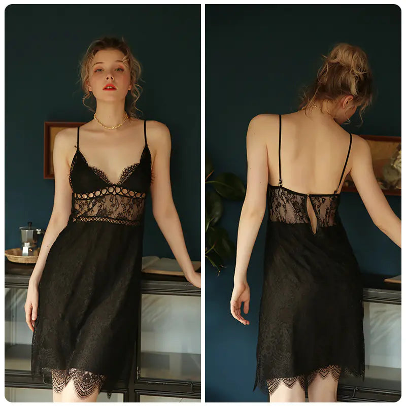 Elegant V-Neck Cami Nightdress - Sleek Women's Loungewear
