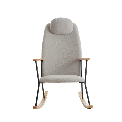 Light Grey Upholstered Rocking Chair - High Comfort Design
