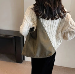 Vintage Style Suede Shoulder Bag | Large Capacity & Luxe Feel