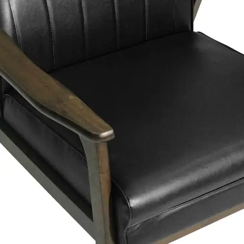 Mid-Century Modern Accent Chair, Matte Black Faux Leather