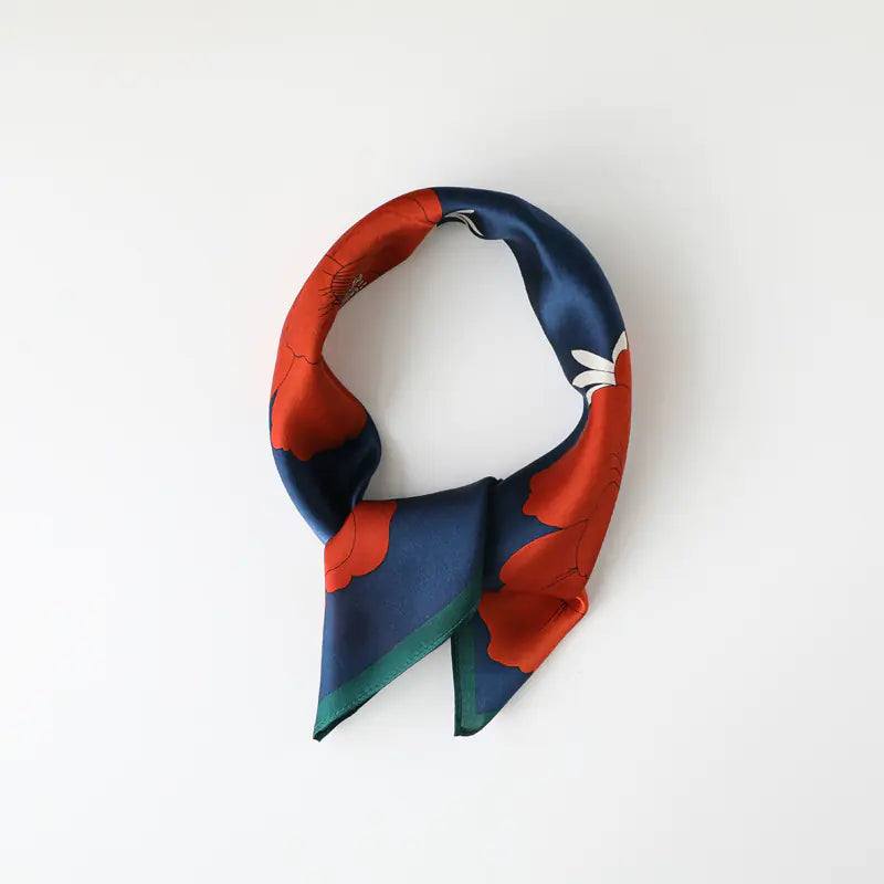 Elegant Korean Mulberry Silk Floral Scarf