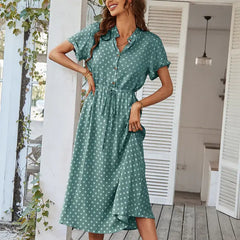 Elegant Polka Dot Ladies Shirt Dress - Chic & Versatile